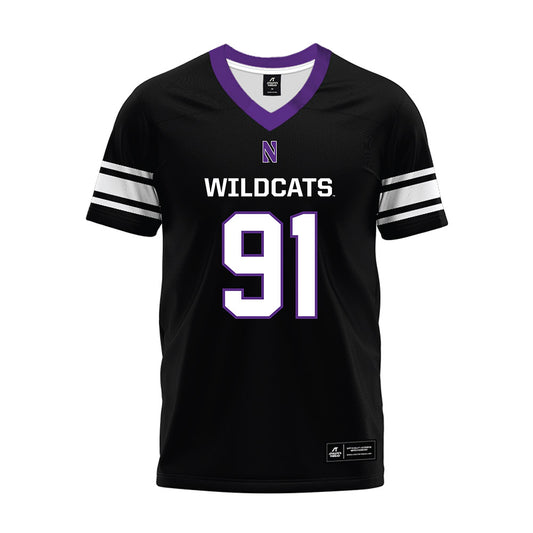 Northwestern - NCAA Football : Evan Boutorwick - Black Premium Football Jersey-0