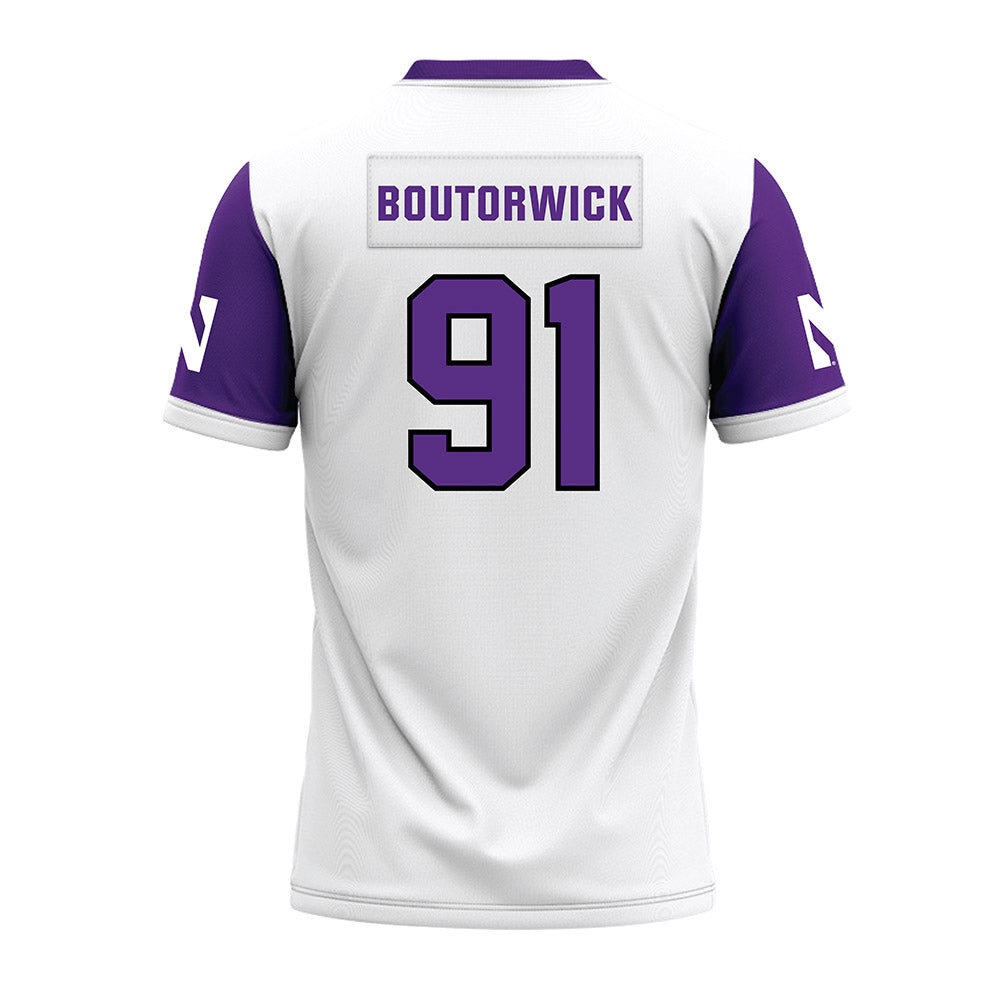 Northwestern - NCAA Football : Evan Boutorwick - White Premium Football Jersey-1
