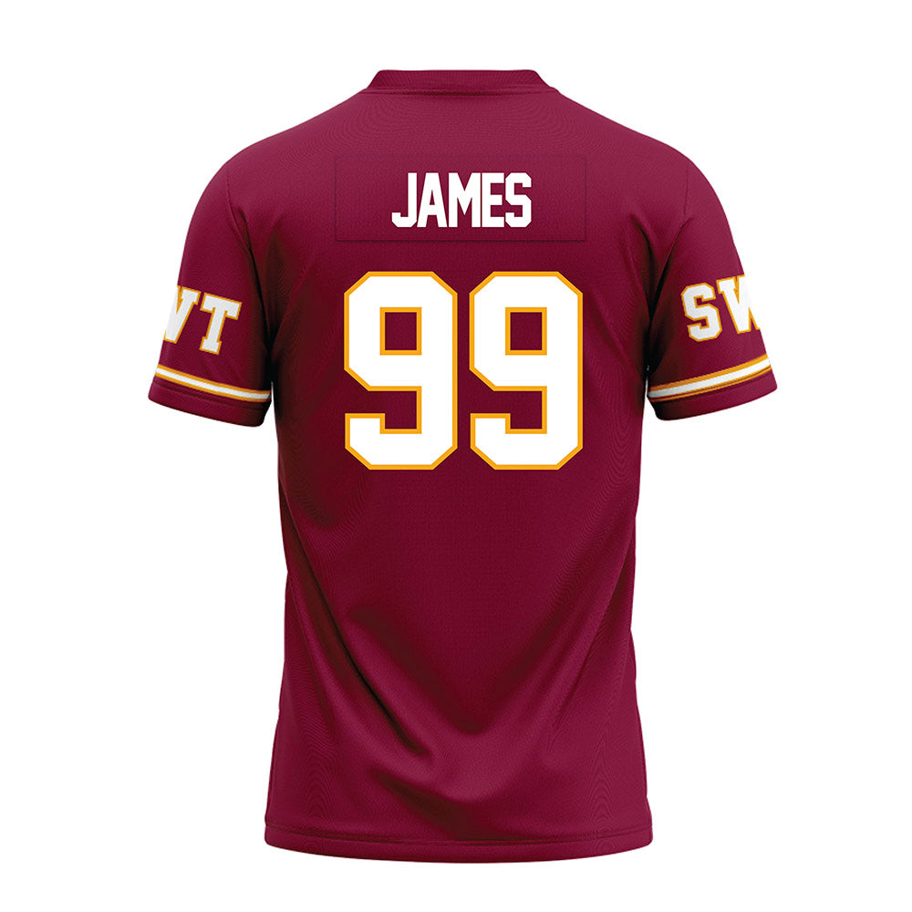 Texas State - NCAA Football : Kaleb James - Maroon Premium Football Jersey-1