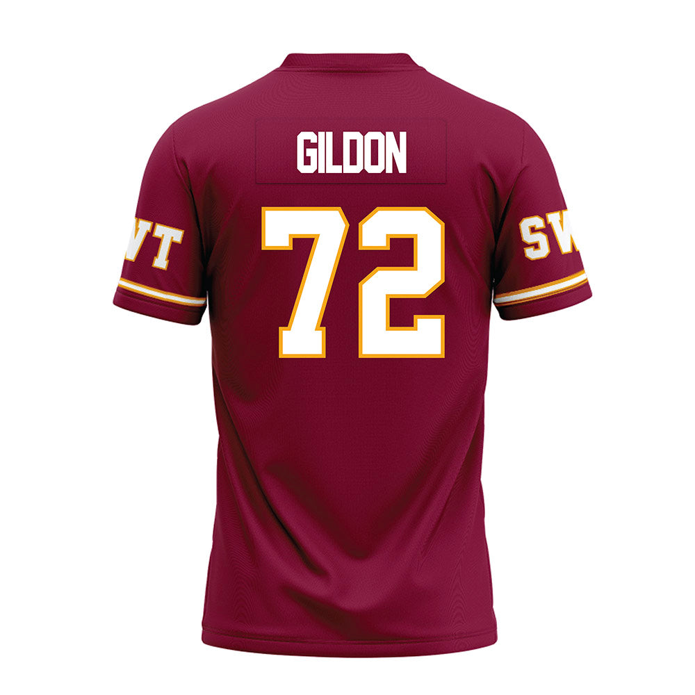 Texas State - NCAA Football : Kirk Gildon - Maroon Premium Football Jersey-1