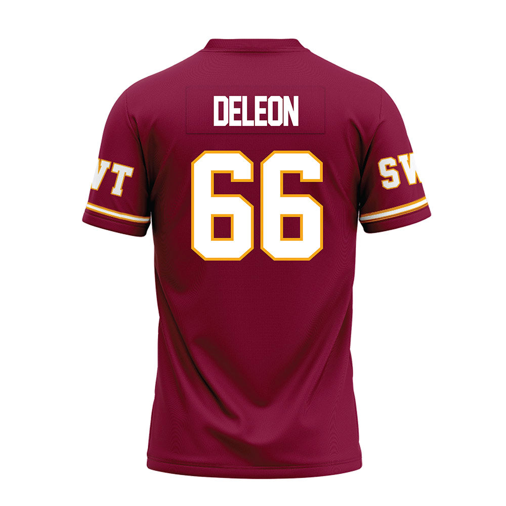 Texas State - NCAA Football : Justin Deleon - Maroon Premium Football Jersey-1
