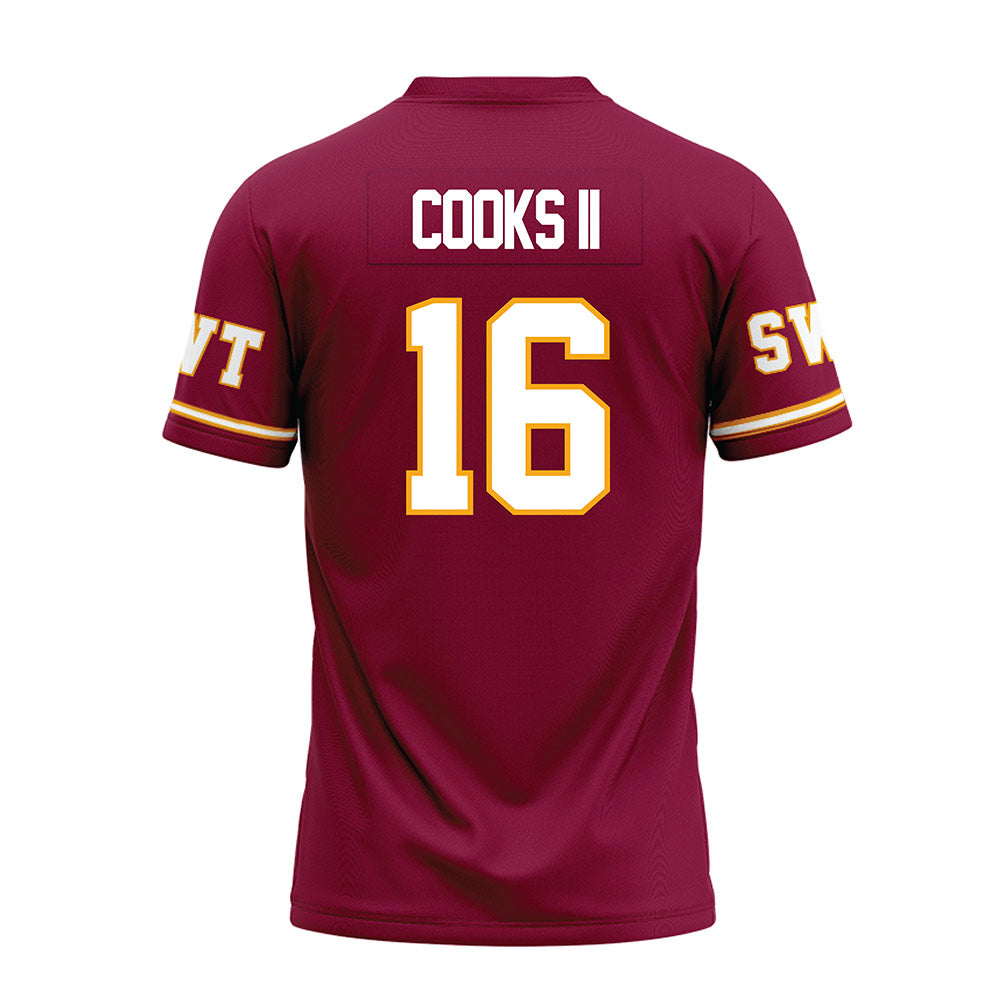 Texas State - NCAA Football : Terrence Cooks II - Maroon Premium Football Jersey-1