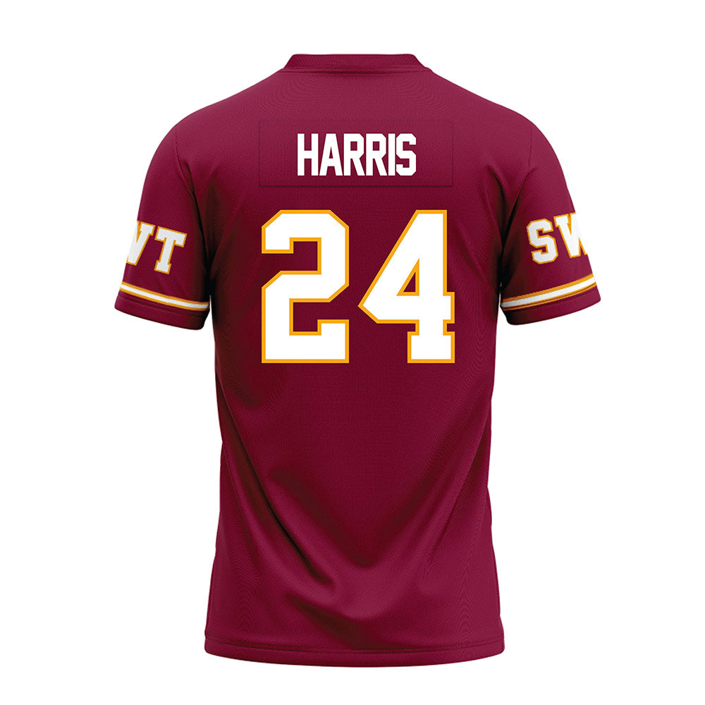 Texas State - NCAA Football : Juntavious Harris - Maroon Premium Football Jersey-1