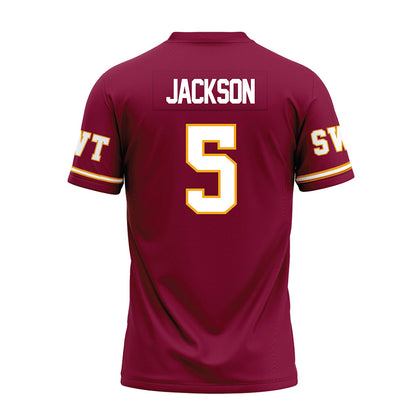 Texas State - NCAA Football : Dj Jackson - Maroon Premium Football Jersey