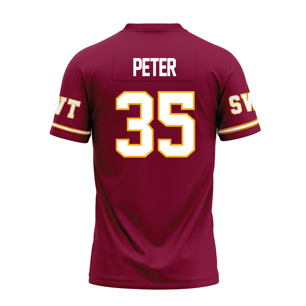 Texas State - NCAA Football : Emmanuel Peter - Maroon Premium Football Jersey-1