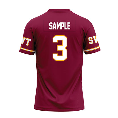 Texas State - NCAA Football : Zechariah Sample - Maroon Premium Football Jersey-1