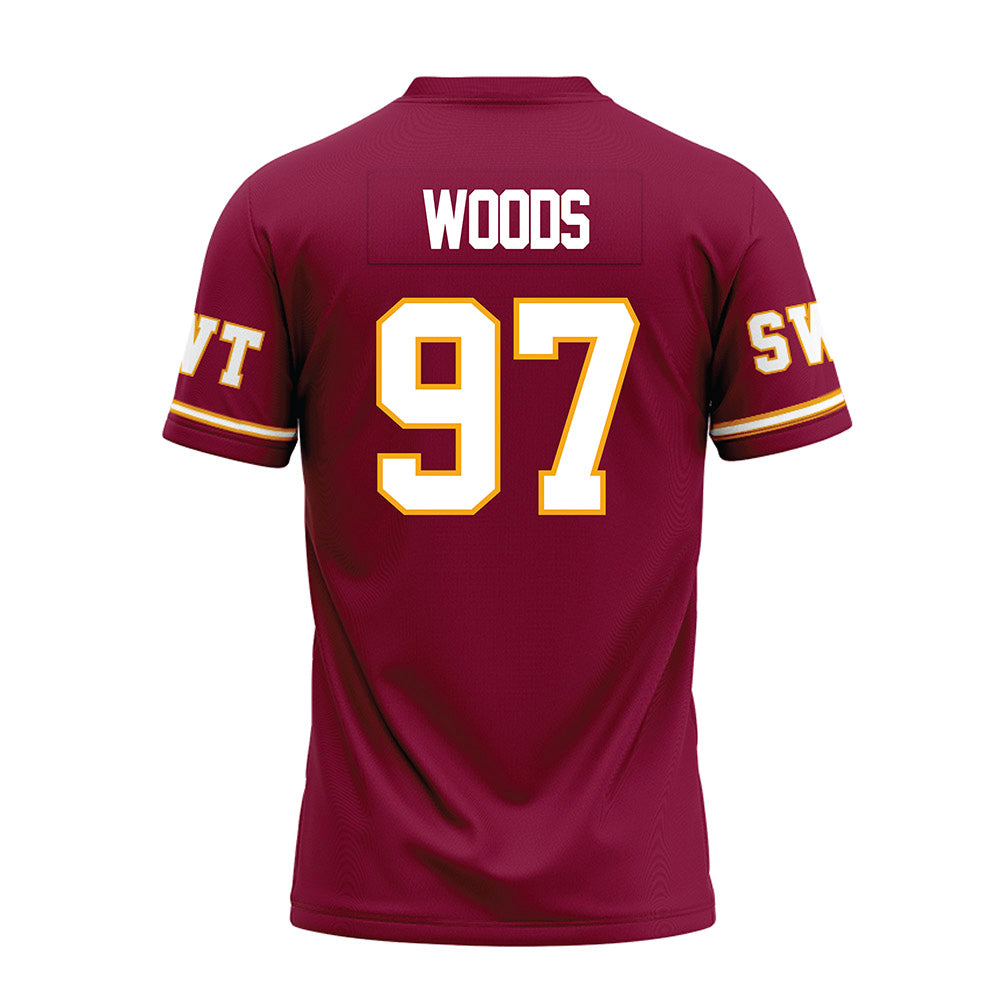 Texas State - NCAA Football : Devarrick Woods - Maroon Premium Football Jersey-1