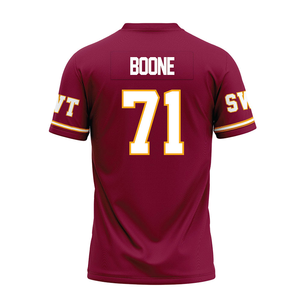 Texas State - NCAA Football : William Boone - Maroon Premium Football Jersey-1