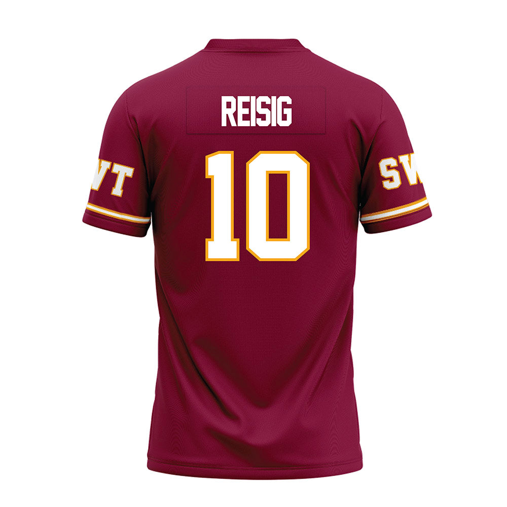 Texas State - NCAA Football : Shaker Reisig - Maroon Premium Football Jersey-1