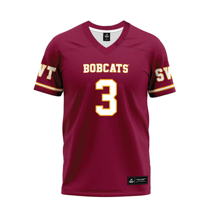 Texas State - NCAA Football : Zechariah Sample - Maroon Premium Football Jersey-0