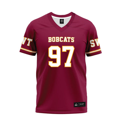 Texas State - NCAA Football : Devarrick Woods - Maroon Premium Football Jersey-0