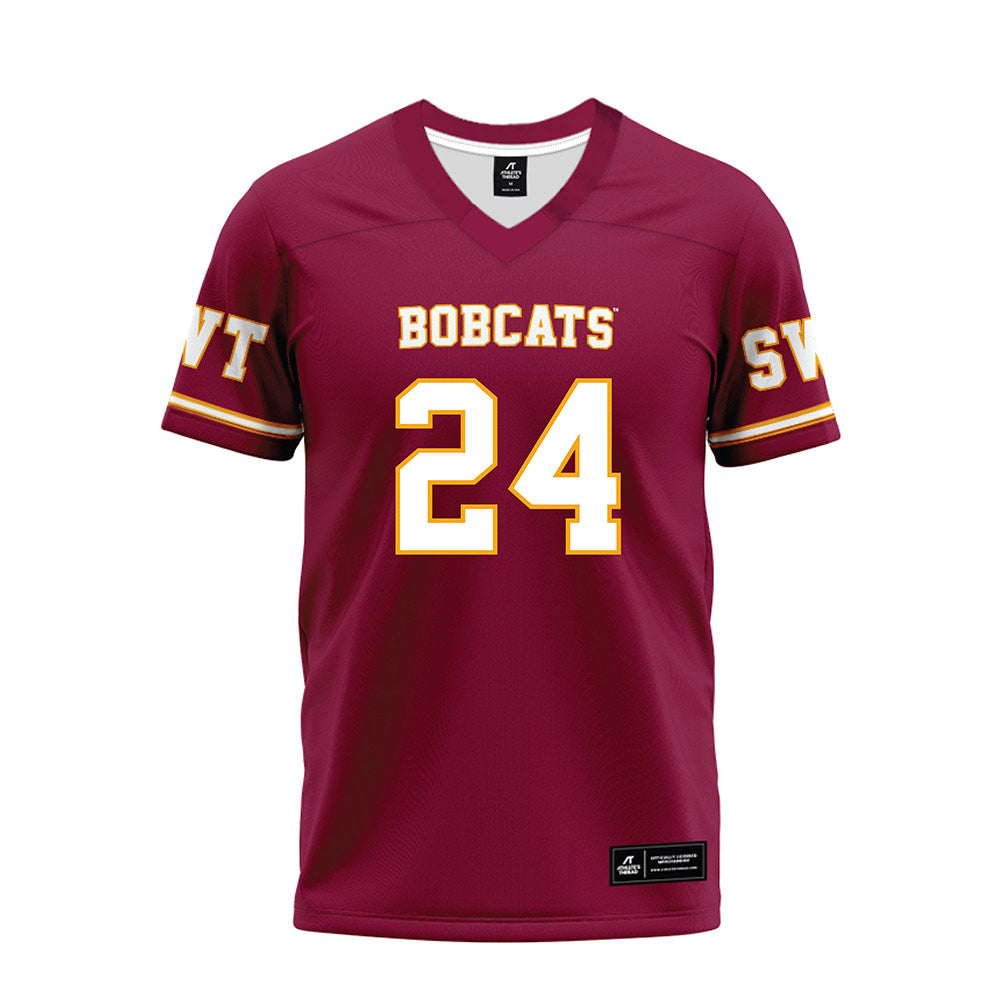 Texas State - NCAA Football : Juntavious Harris - Maroon Premium Football Jersey-0