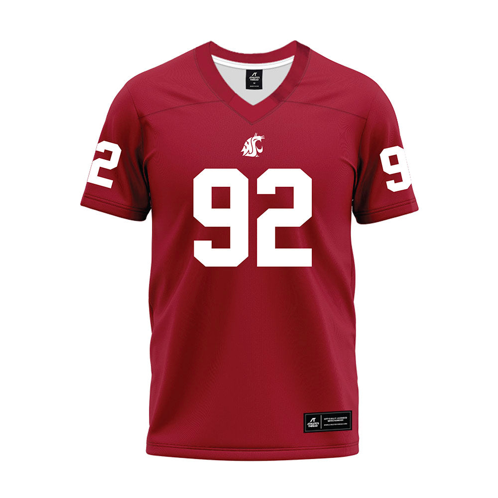 WSU - NCAA Football : Ike Okafor - Cardinal Premium Football Jersey-0