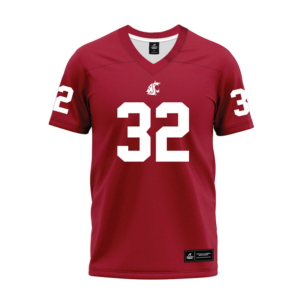 WSU - NCAA Football : Max Dean - Cardinal Premium Football Jersey-0
