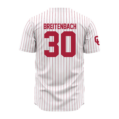 Oklahoma - NCAA Baseball : Finn Breitenbach - Pinstripe Jersey-1