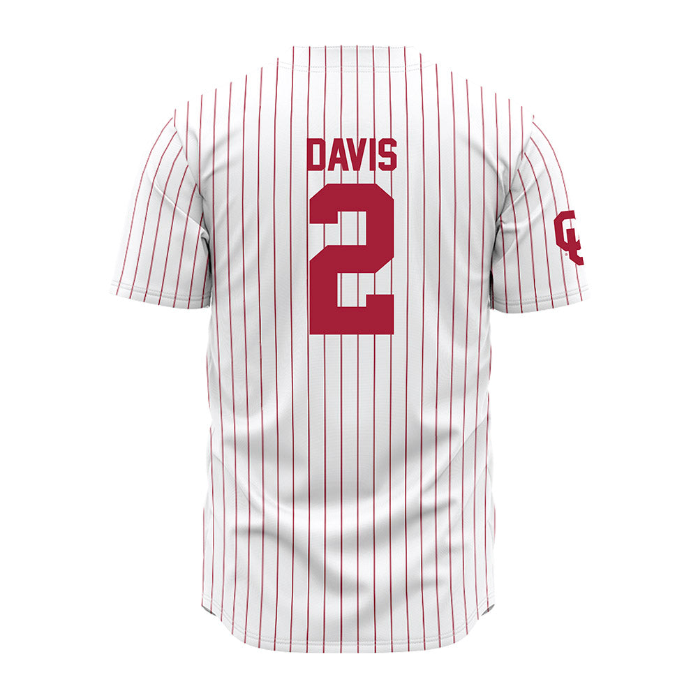 Oklahoma - NCAA Baseball : Myles Davis - Pinstripe Jersey-1