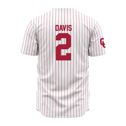 Oklahoma - NCAA Baseball : Myles Davis - Pinstripe Jersey-1