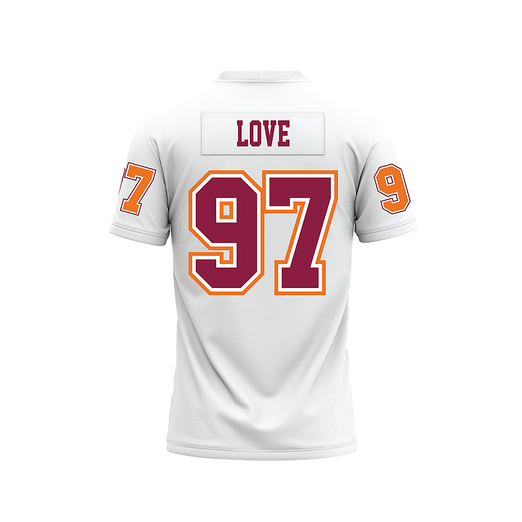 Virginia Tech - NCAA Football : John Love - White Premium Football Jersey-1