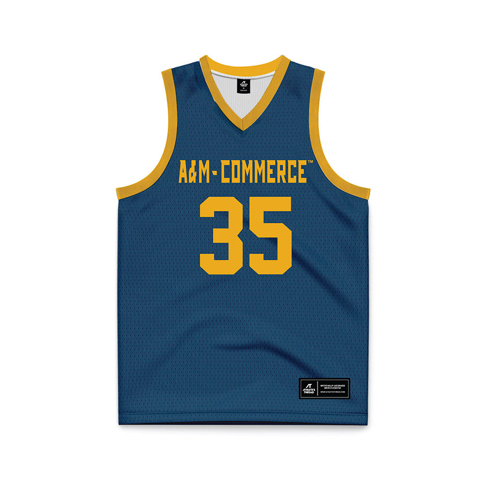 Texas A&M Commerce - NCAA Women's Basketball : Nyaluak Dak - Navy Basketball Jersey-0