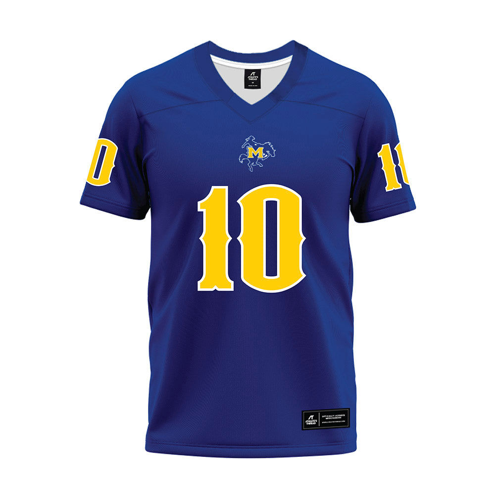McNeese State - NCAA Football : Kevin Rideau Jr - Blue Premium Football Jersey-0