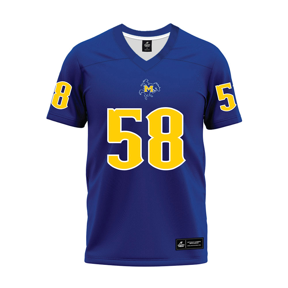 McNeese State - NCAA Football : Hudson Mock - Blue Premium Football Jersey-0
