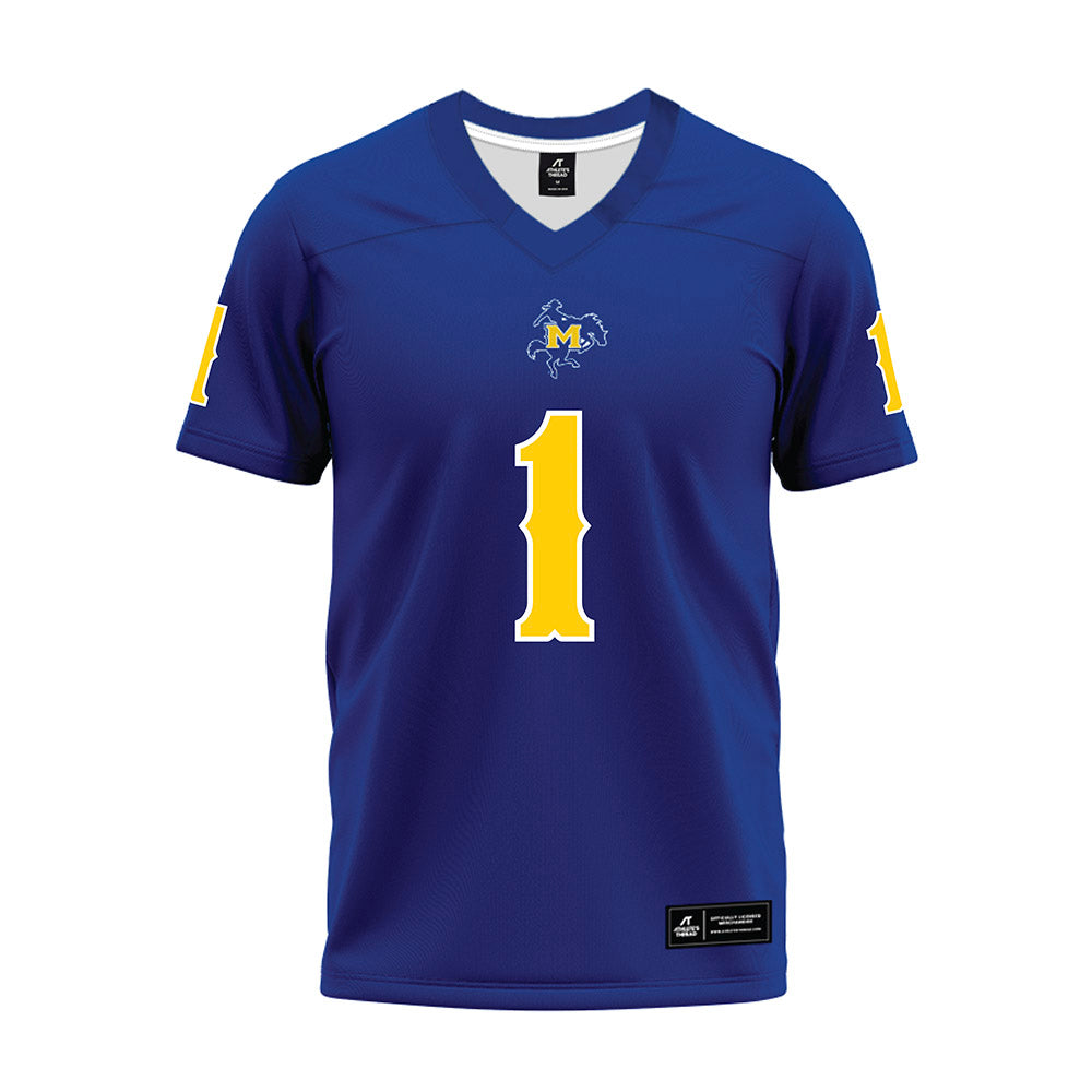 McNeese State - NCAA Football : Landon Barrett - Blue Premium Football Jersey-0