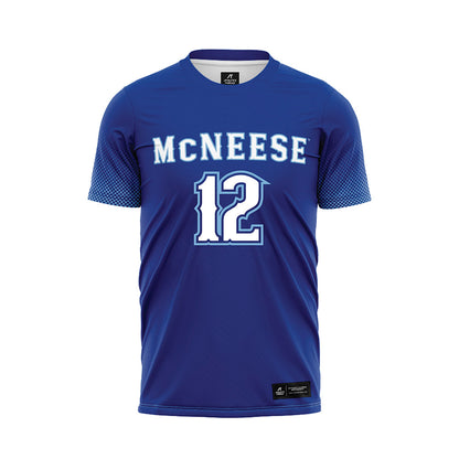 McNeese State - NCAA Women's Soccer : Rhiannon Maynes-Tourond - Blue Soccer Jersey-0
