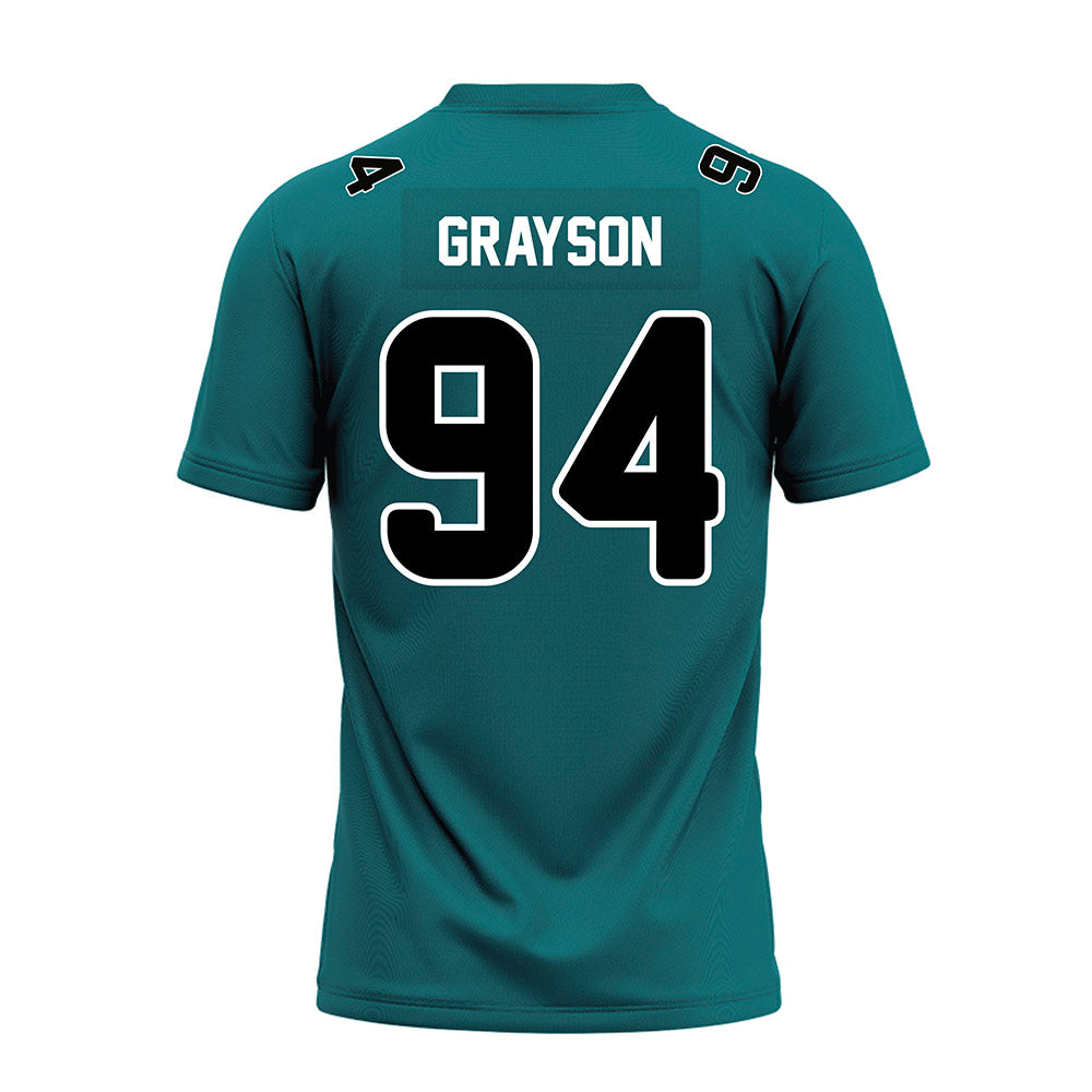 Coastal Carolina - NCAA Football : Donovan Grayson - Teal Premium Football Jersey-1
