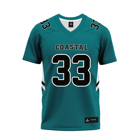 Coastal Carolina - NCAA Football : Zach Courtney - Teal Premium Football Jersey-0