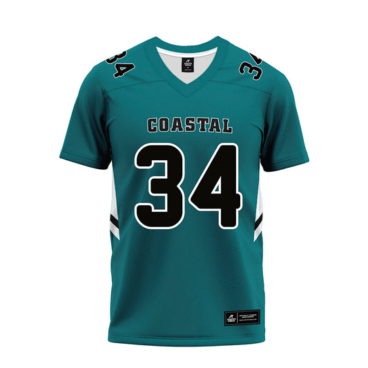 Coastal Carolina - NCAA Football : Wyatt Gedeon - Teal Premium Football Jersey-0
