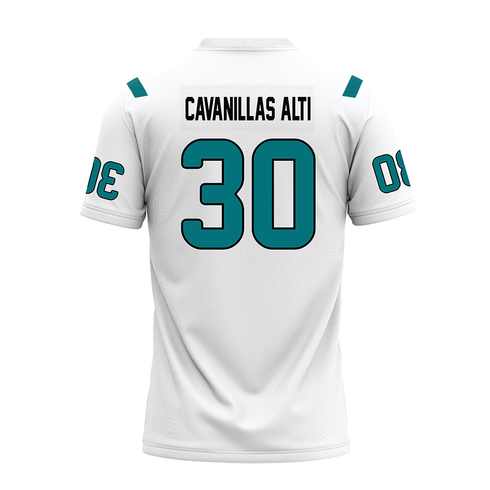 Coastal Carolina - NCAA Football : Nicolas Cavanillas Alti - White Premium Football Jersey-1