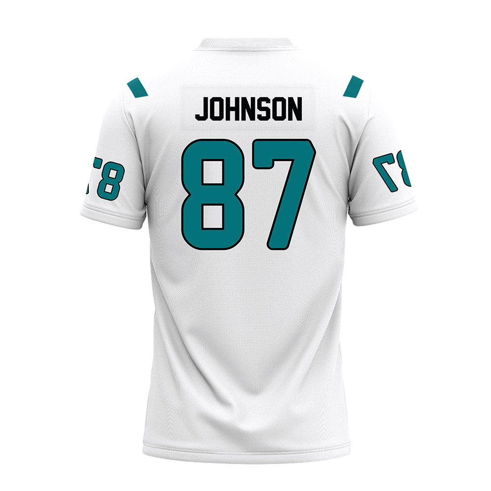 Coastal Carolina - NCAA Football : Jayden Johnson - White Premium Football Jersey-1