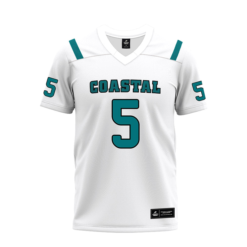 Coastal Carolina - NCAA Football : Goldie Lawrence - White Premium Football Jersey-0