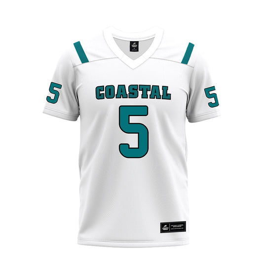 Coastal Carolina - NCAA Football : Goldie Lawrence - White Premium Football Jersey-0