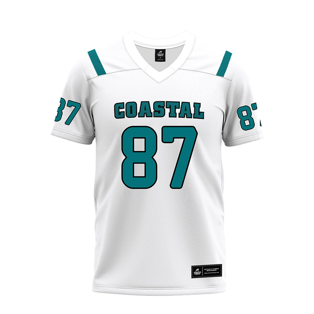 Coastal Carolina - NCAA Football : Jayden Johnson - White Premium Football Jersey-0