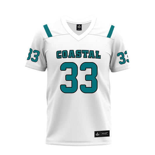Coastal Carolina - NCAA Football : Zach Courtney - White Premium Football Jersey-0
