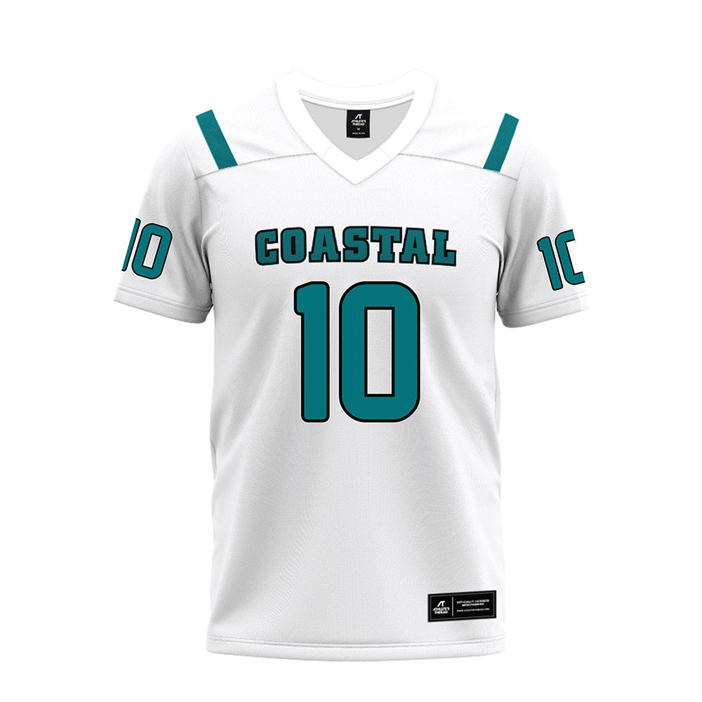 Coastal Carolina - NCAA Football : Travis Roman - White Premium Football Jersey-0