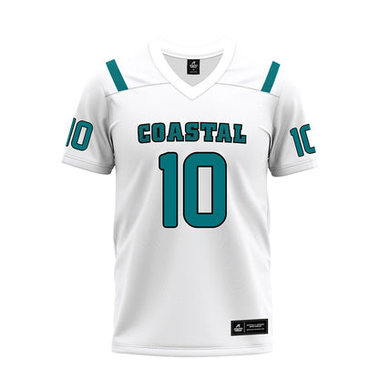Coastal Carolina - NCAA Football : Travis Roman - White Premium Football Jersey-0