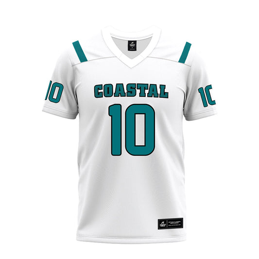 Coastal Carolina - NCAA Football : Travis Roman - White Premium Football Jersey-0