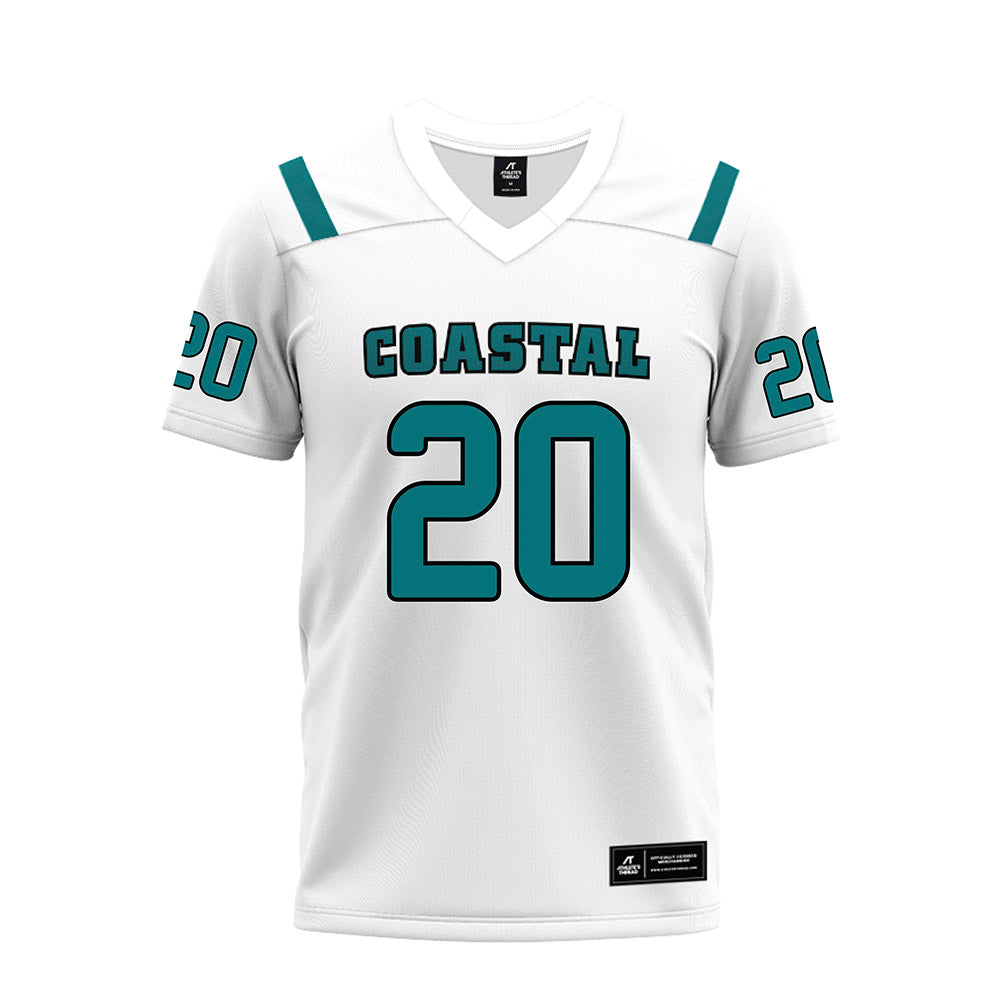 Coastal Carolina - NCAA Football : Jevon Edwards - White Premium Football Jersey-0