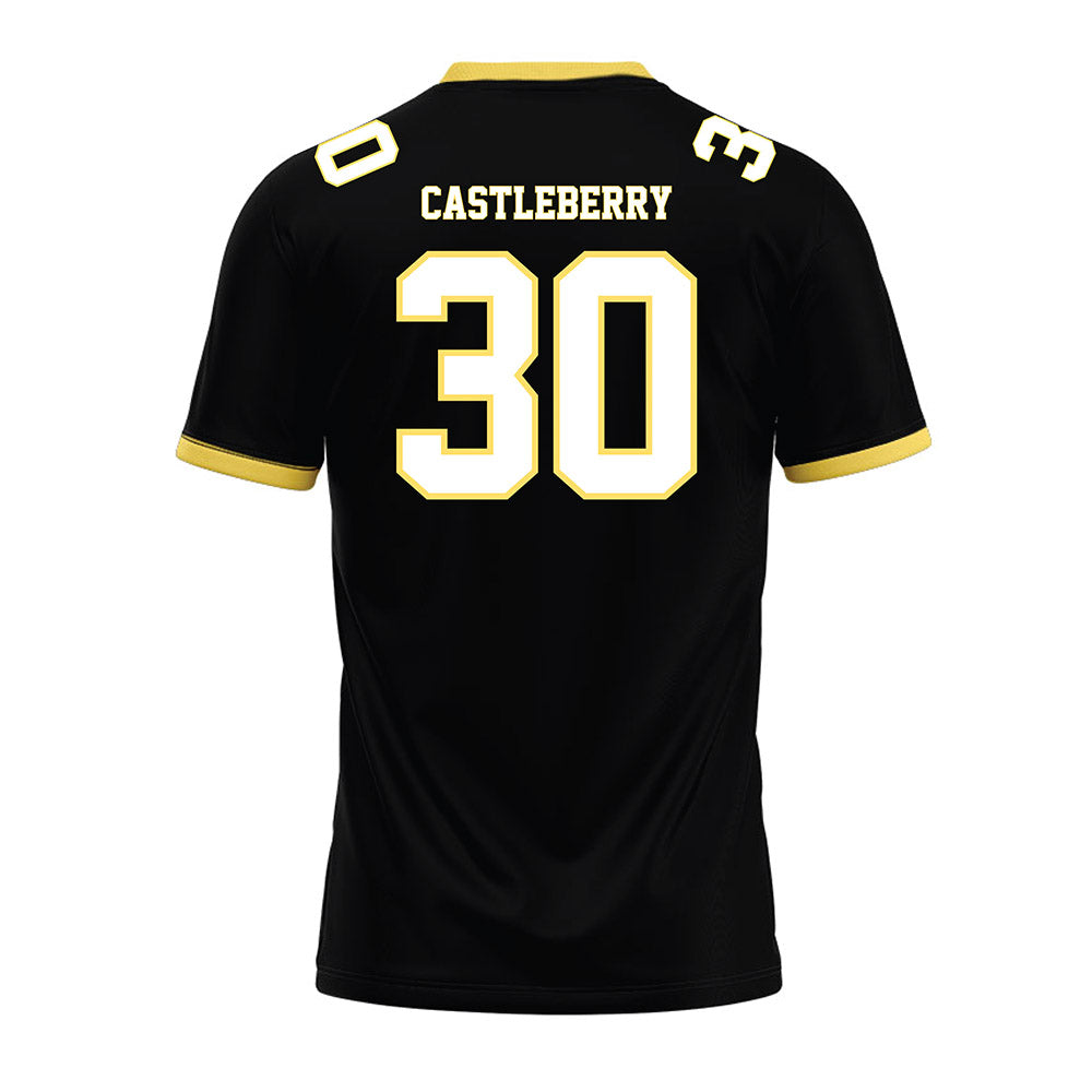 PLU - NCAA Football : David Castleberry - Black Premium Football Jersey-1