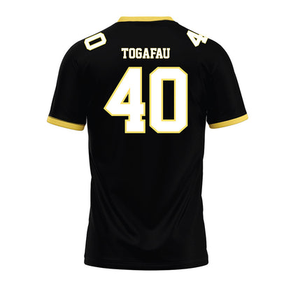 PLU - NCAA Football : Braeden Togafau - Black Premium Football Jersey-1