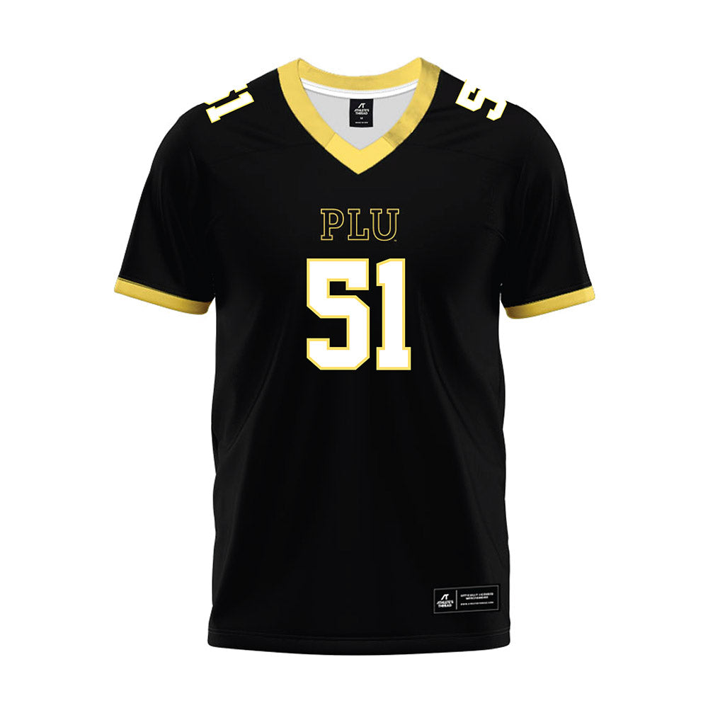 PLU - NCAA Football : Toby Lefeau - Black Premium Football Jersey-0
