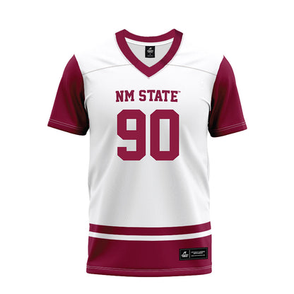 NMSU - NCAA Football : Jordan-Lebron Downey - White Premium Football Jersey-0
