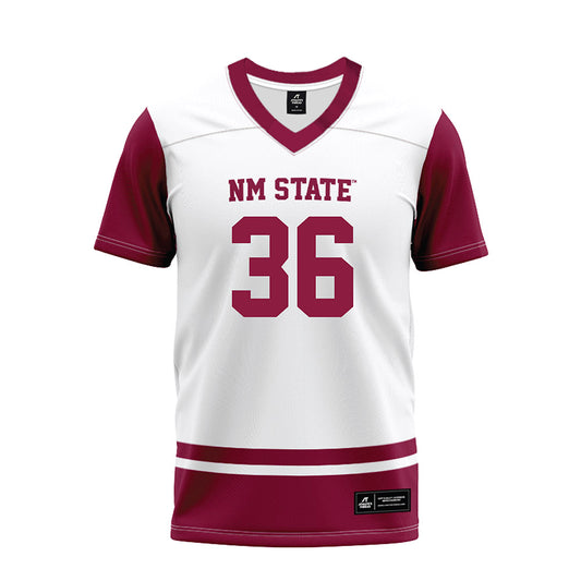 NMSU - NCAA Football : Nathan Wallin - White Premium Football Jersey-0