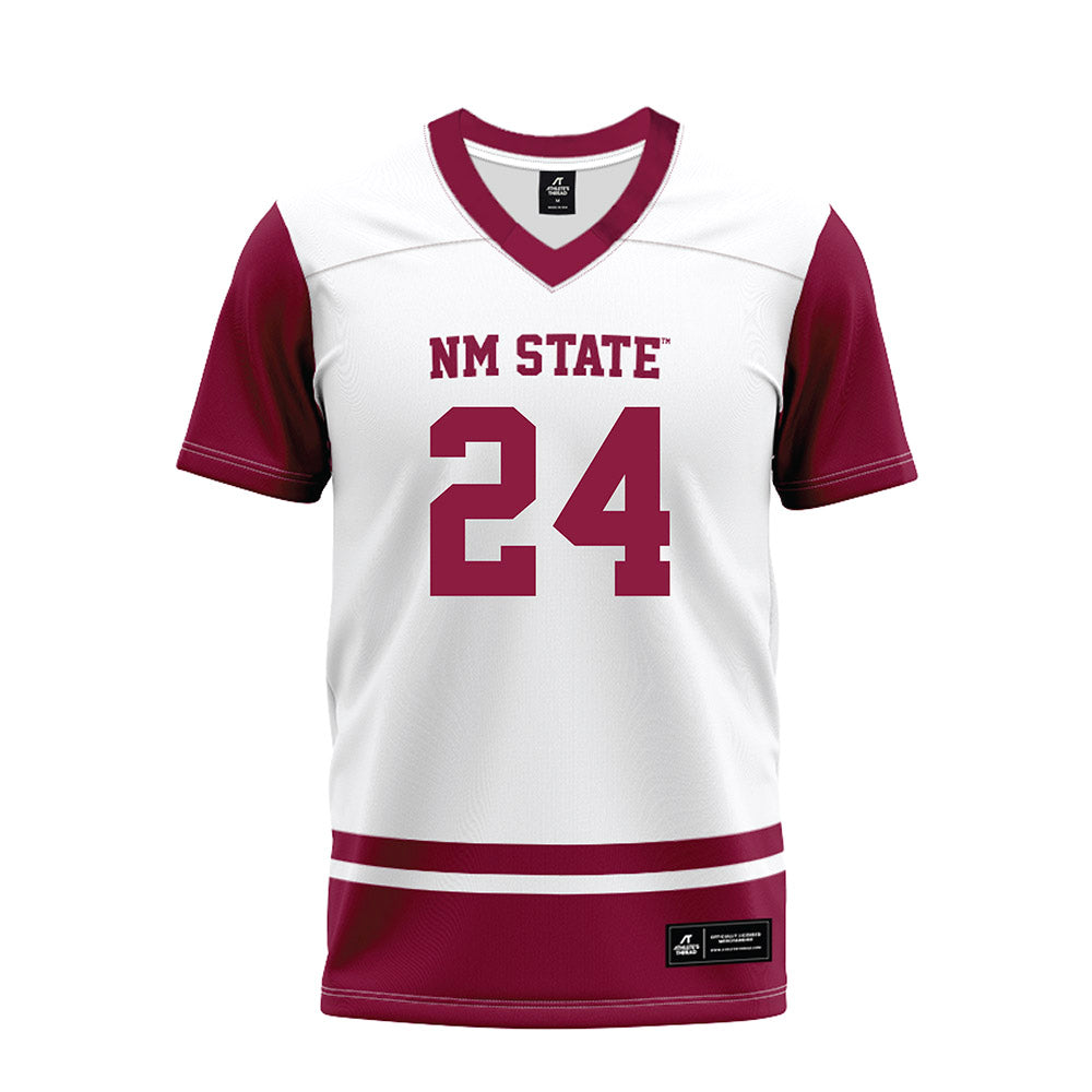 NMSU - NCAA Football : Drake Williams - White Premium Football Jersey-0