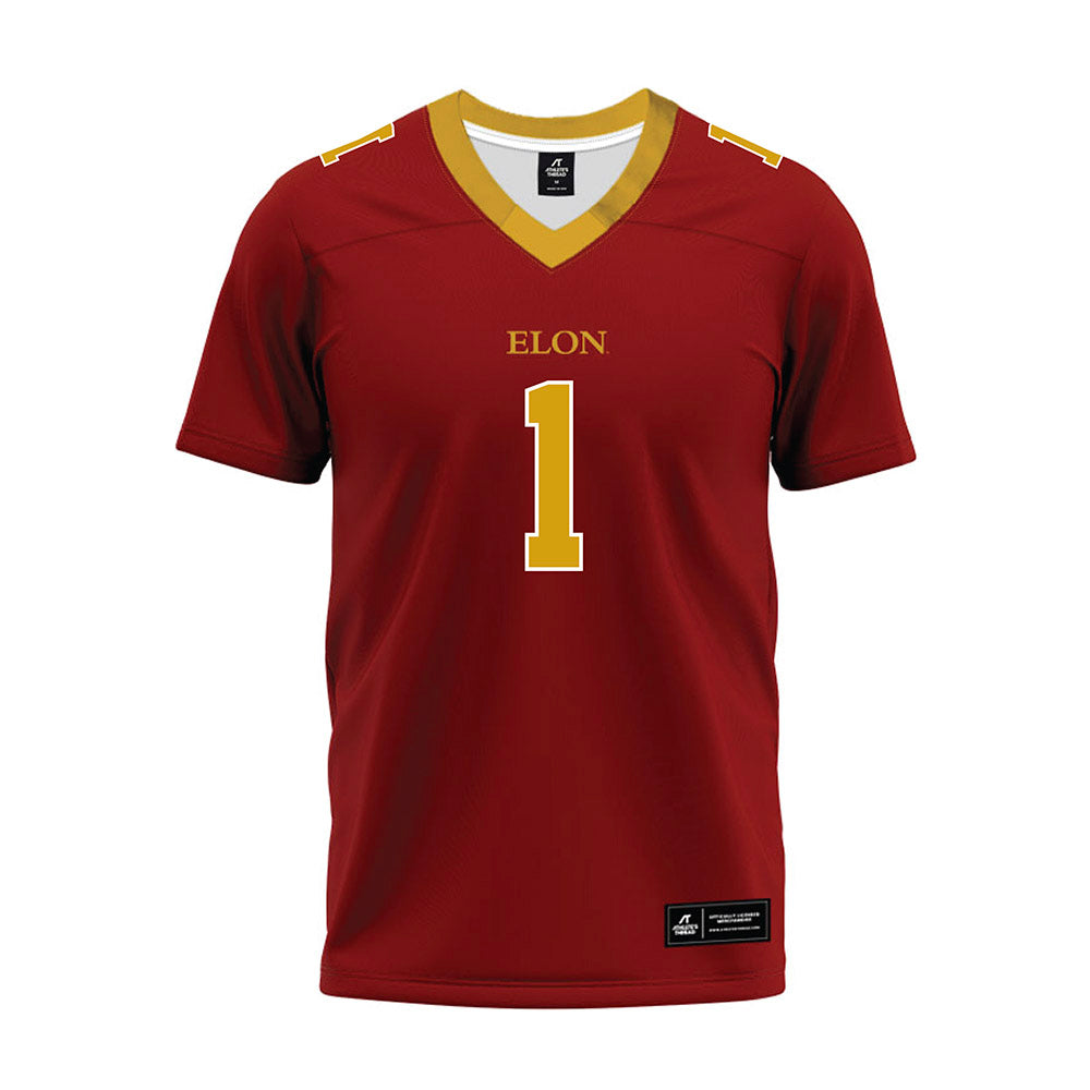 Elon - NCAA Football : Jevean Brown - Maroon Premium Football Jersey-0