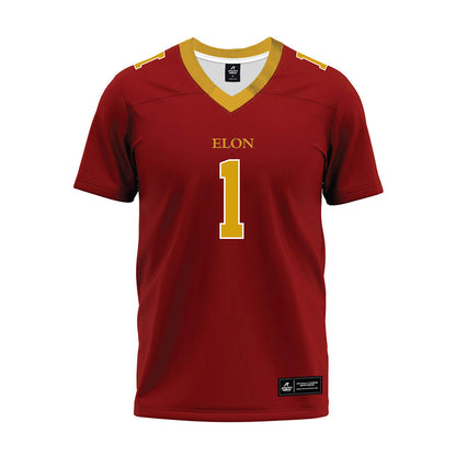 Elon - NCAA Football : Jevean Brown - Maroon Premium Football Jersey-0