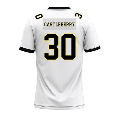 PLU - NCAA Football : David Castleberry - White Premium Football Jersey-1