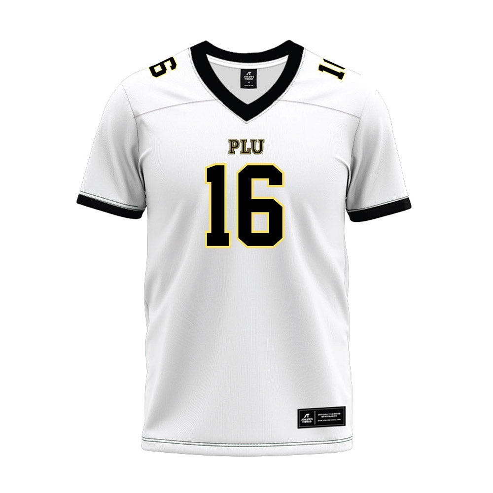 PLU - NCAA Football : Tyler Yarger - White Premium Football Jersey-0